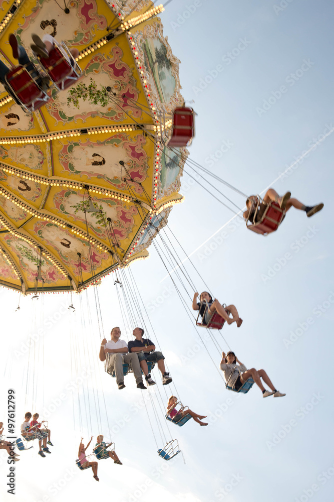 Fototapeta premium swing carousel theme park ride at Gröna Lund in Stockholm, Sweden