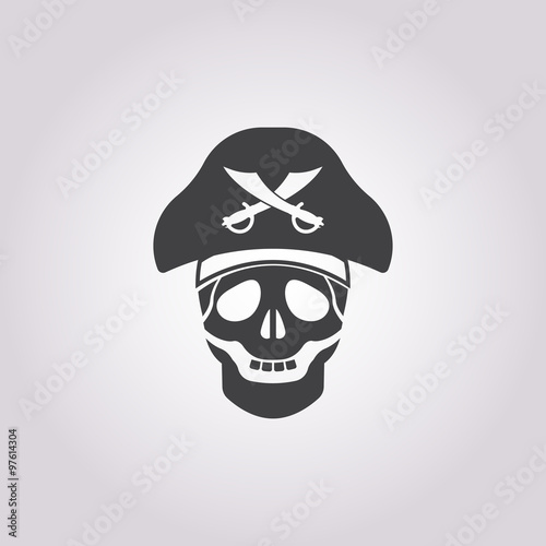 skull and saber icon on white background