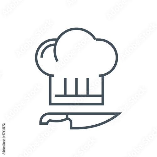 Kitchen, cook hat, cook knife icon