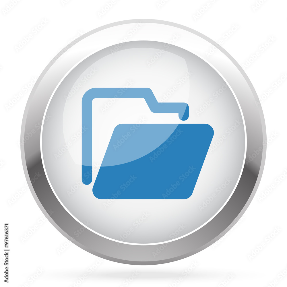 Blue Folder icon on white glossy chrome app button Blue Folder icon on white glossy chrome app button