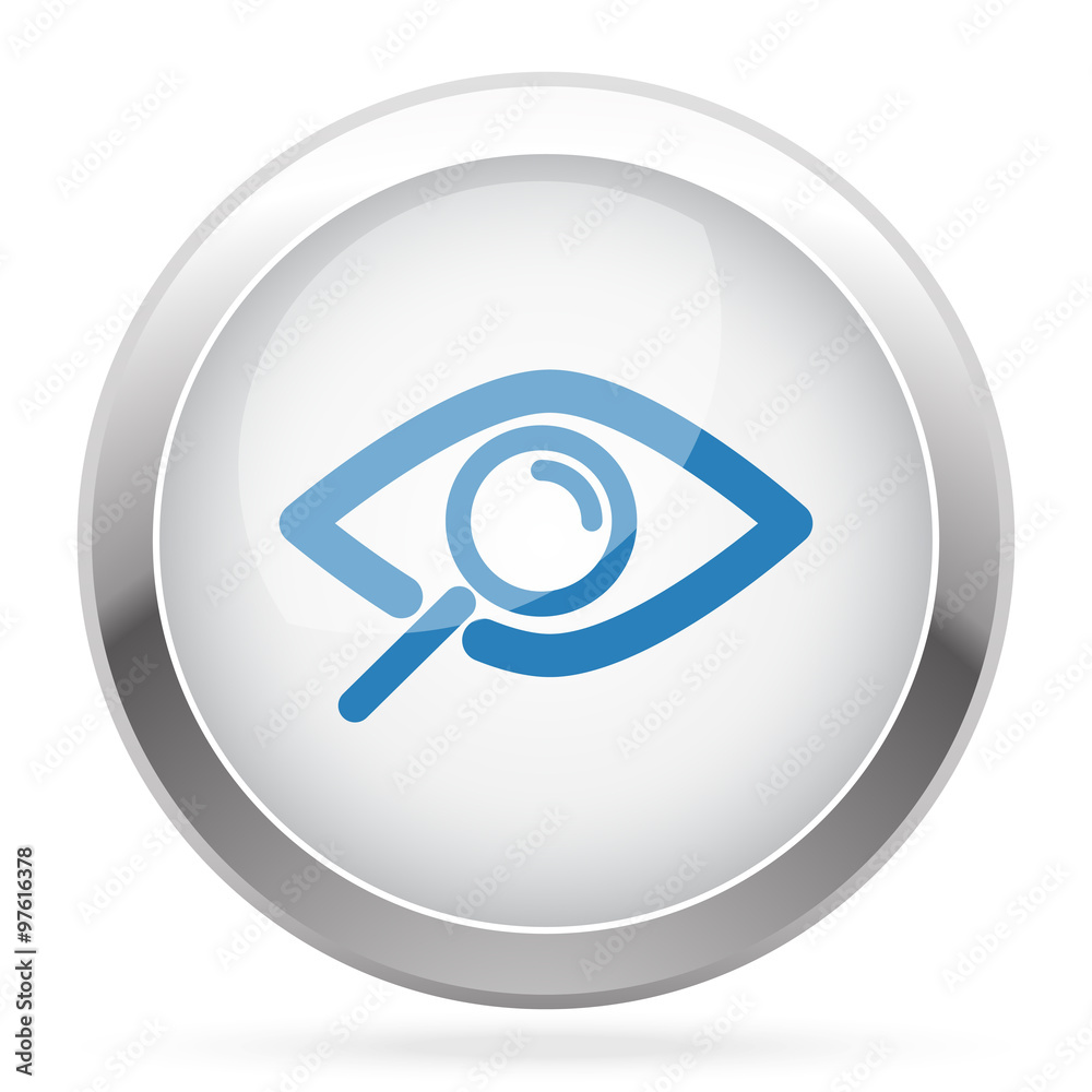 Blue Observe icon on white glossy chrome app button Blue Observe icon on white glossy chrome app button