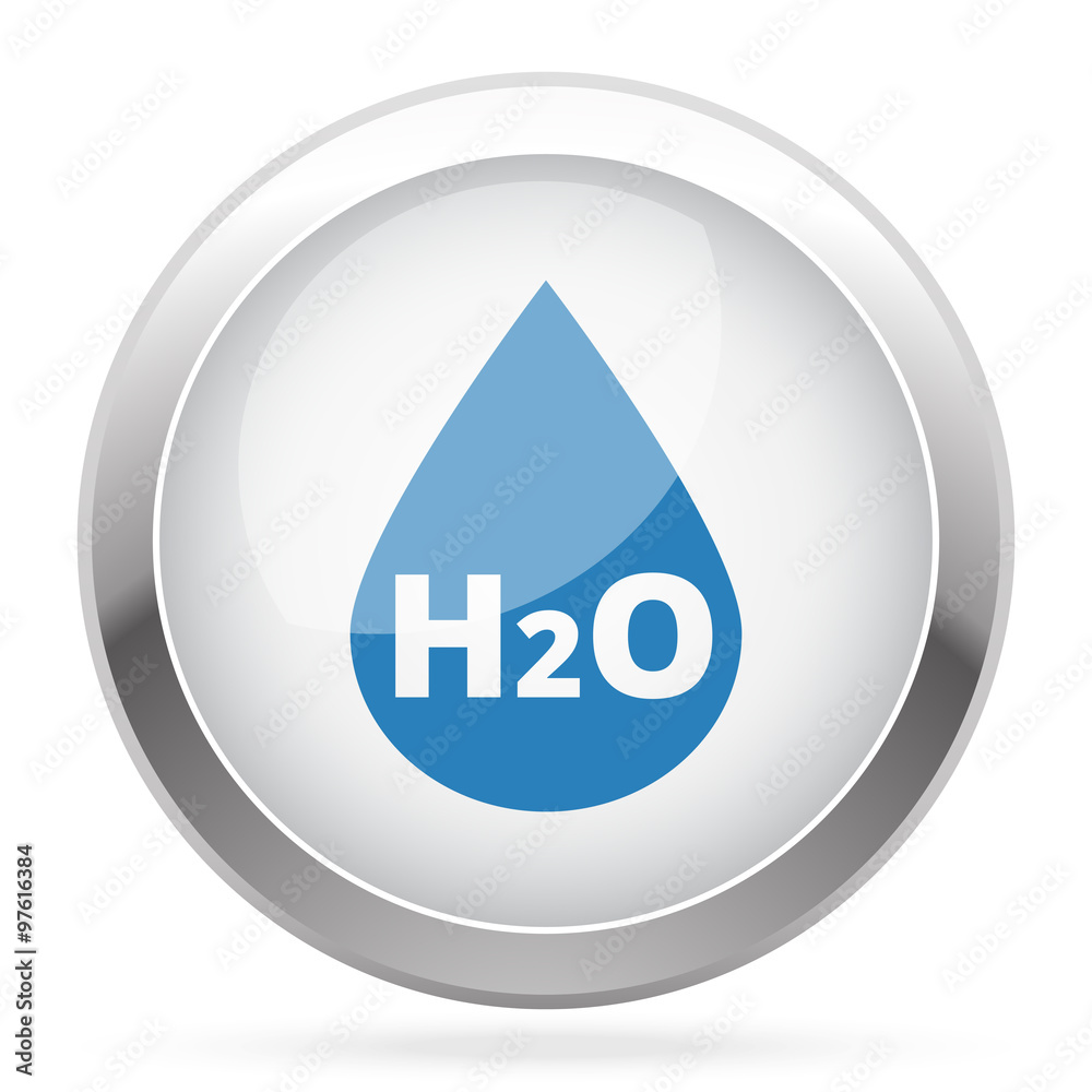 Blue Water icon on white glossy chrome app button Blue Water icon on white glossy chrome app button