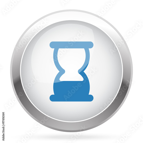 Blue Hourglass icon on white glossy chrome app button