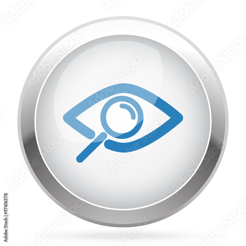 Blue Observe icon on white glossy chrome app button