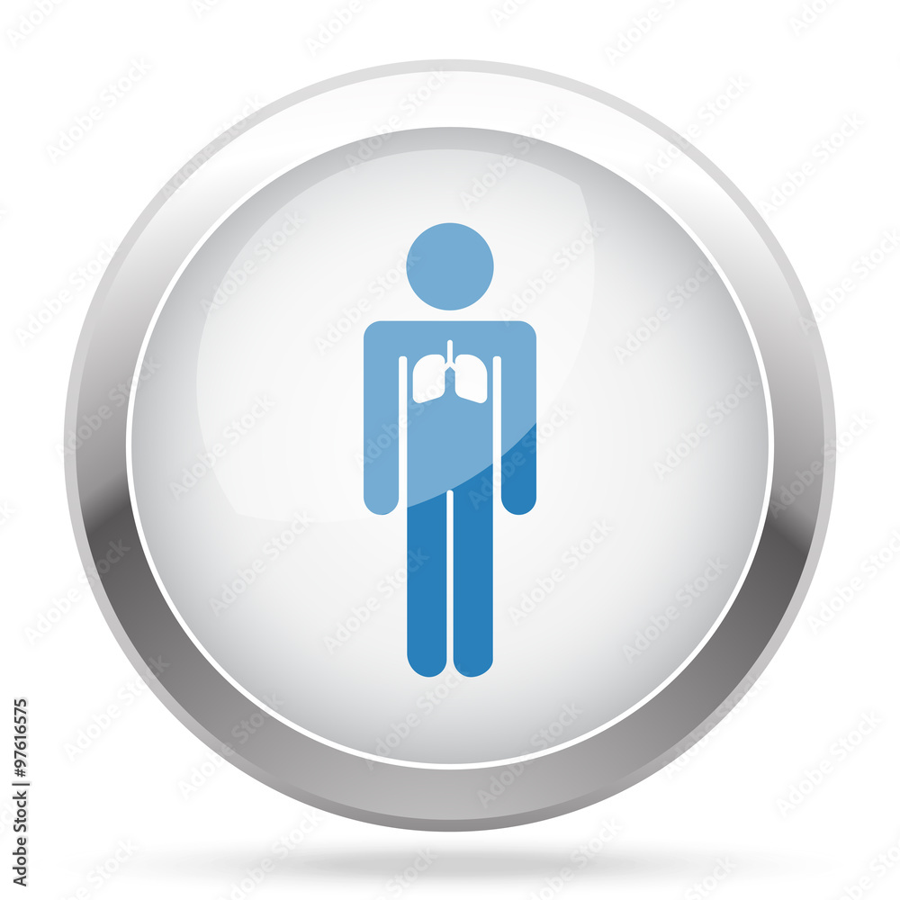 Blue Lungs icon on white glossy chrome app button Blue Lungs icon on white glossy chrome app button