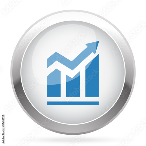 Blue Trend icon on white glossy chrome app button