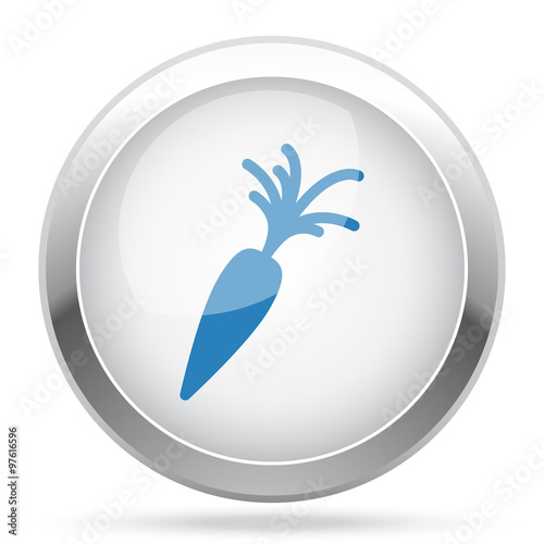 Blue Carrot icon on white glossy chrome app button