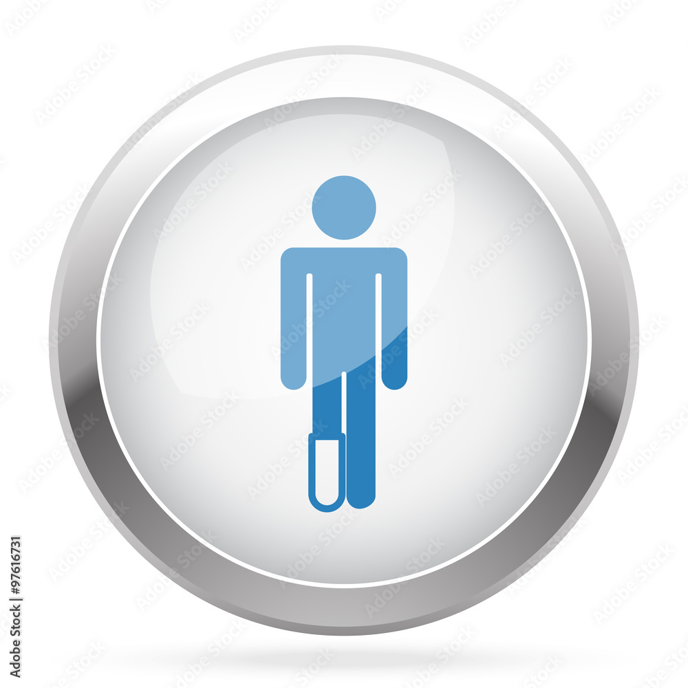 Blue Foot icon on white glossy chrome app button Blue Foot icon on white glossy chrome app button
