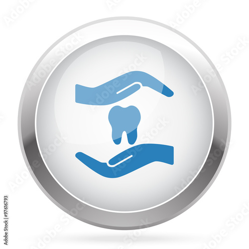 Blue Dental Care icon on white glossy chrome app button