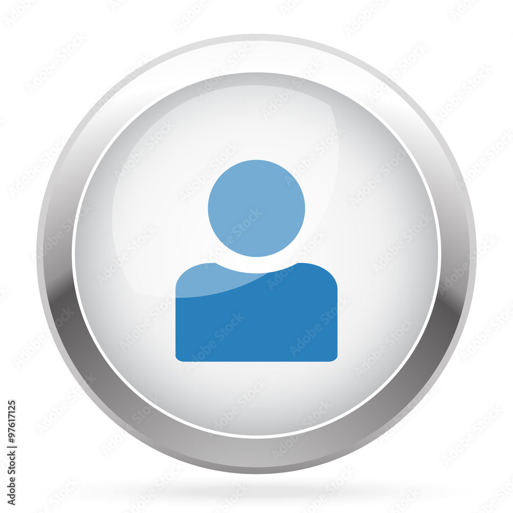 Blue Profile icon on white glossy chrome app button
