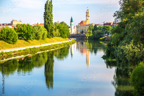The River Crisul Repede flowing through Oradea. photo