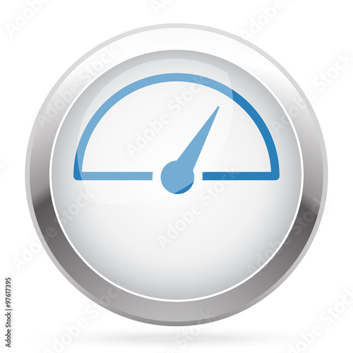 Blue Speed Meter icon on white glossy chrome app button
