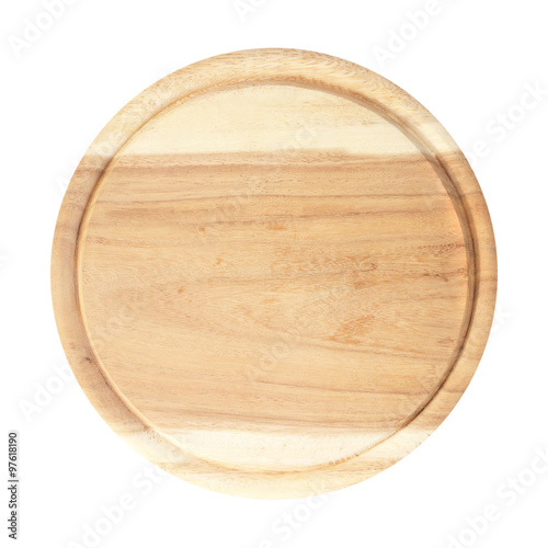 Round chopping board. Isolated on white background