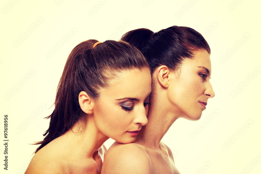 Two sisters with make up. Two sisters with make up.