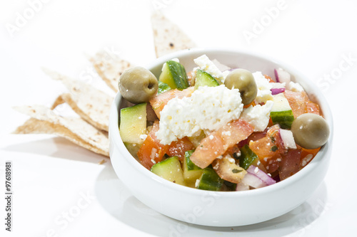 Greek Salad and Pita Chips