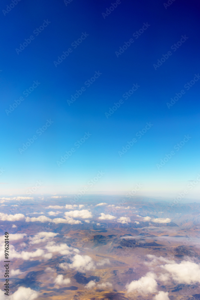 Aerial view of clouds over Andes mountains