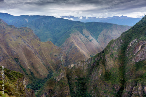 High angle view of Machu Picchu  Cusco Region  Urubamba Province  Machupicchu District  Peru
