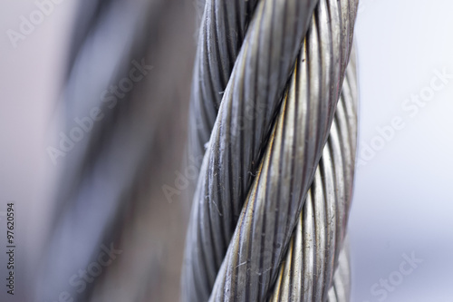 Close-up of twisted steel cable