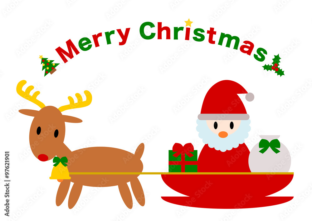 クリスマスのイラスト: ソリに乗ったサンタクロース クリスマスのイラスト: ソリに乗ったサンタクロース