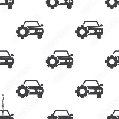 car with cogwheel icon on white background