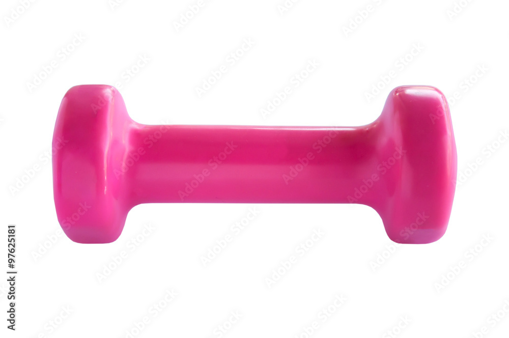 plastic coated dumbell isolated on white plastic coated dumbell isolated on white
