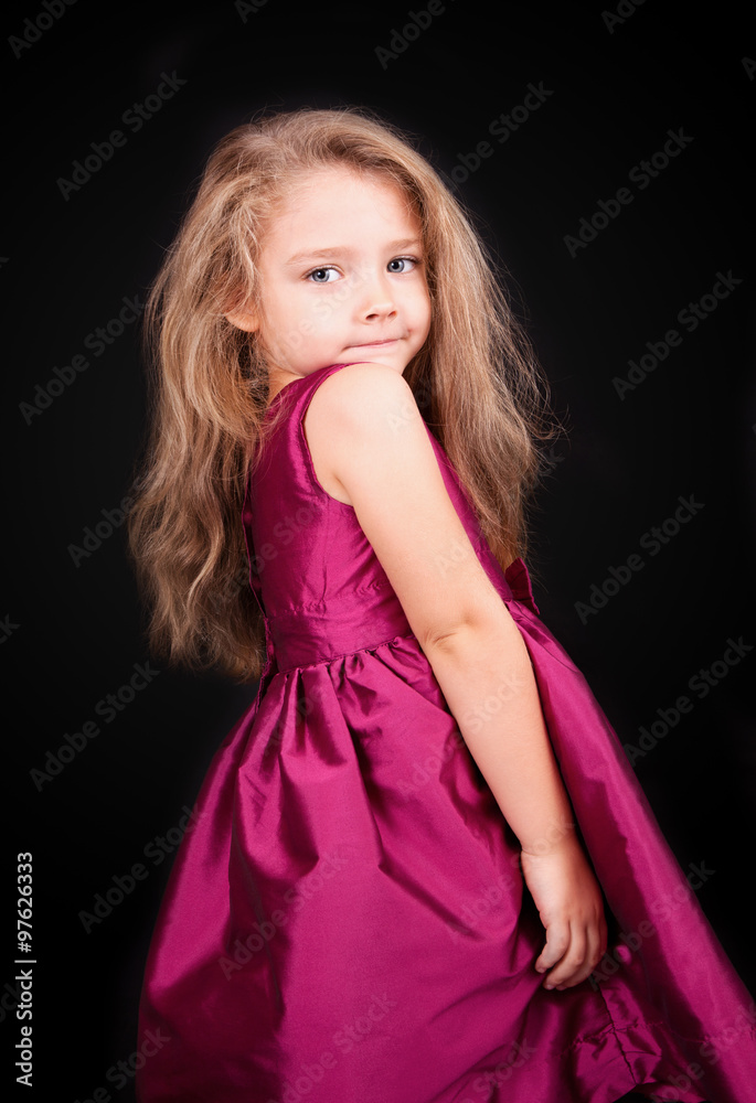 Little cute girl in a pink dress Little cute girl in a pink dress