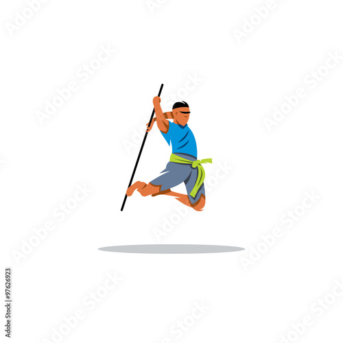 Kalaripayattu Indian martial art. Vector Illustration.