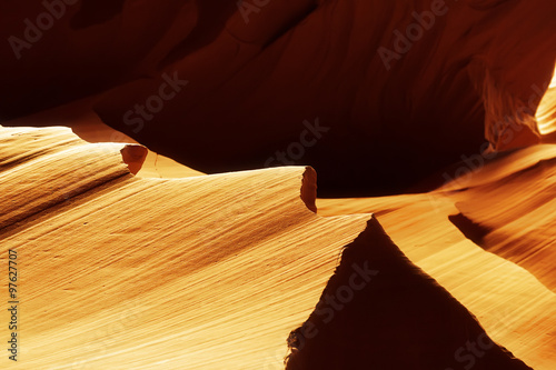 Golden, sand stone in lower Antelope Canyon in the Navajo Reservation near Page, Arizona USA