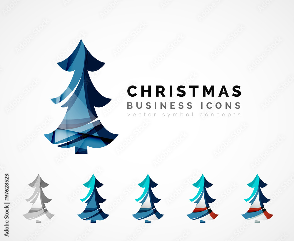 Set of abstract Christmas Tree Icons, business logo concepts, clean modern glossy design Set of abstract Christmas Tree Icons, business logo concepts, clean modern glossy design