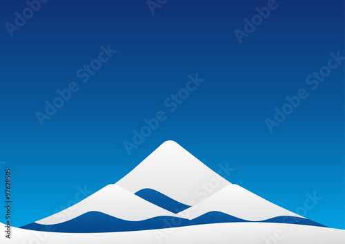 Winter landscape of blue ice mountain with snow like Mt-Fuji on