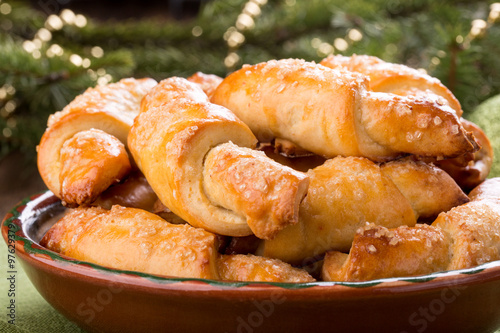 Rugelach cookies in Christmas decoration. photo