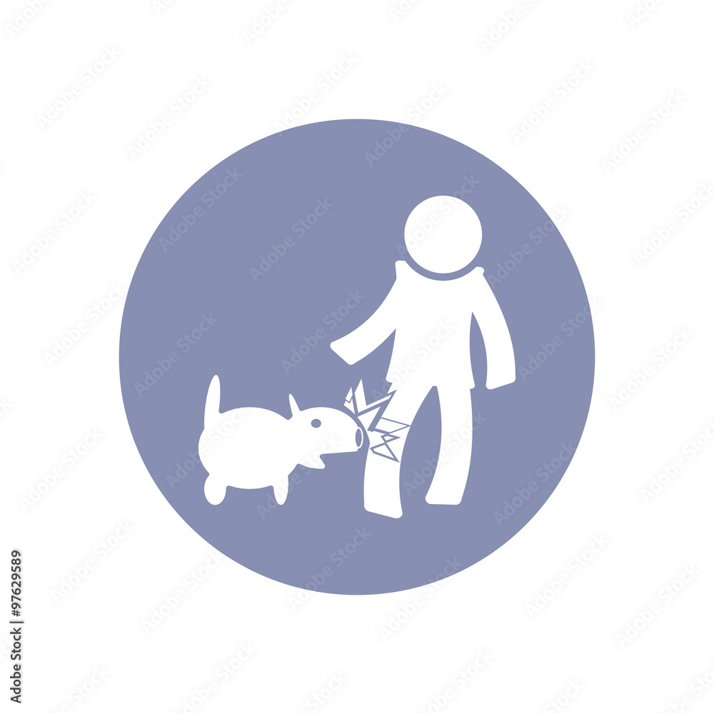 Accident icon Symbol Sign Pictogram, Insurance safety concept pictogram in vector, people bitten by dog