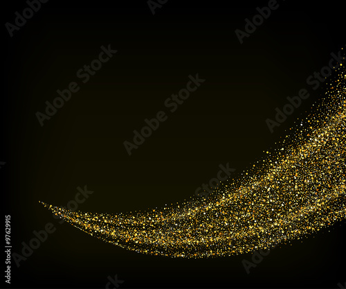 Abstract vector gold dust glitter star wave background