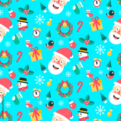 Merry christmas and happy new year winter seamless pattern.