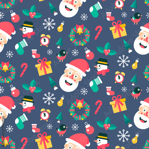 Merry christmas and happy new year winter seamless pattern.