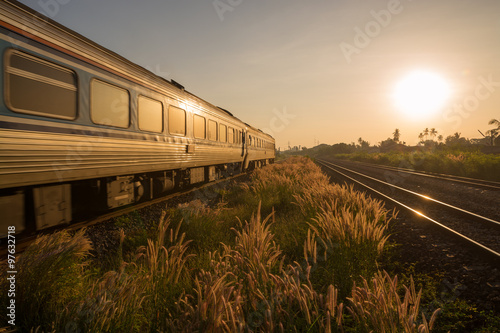 Train Running over Rural Railway