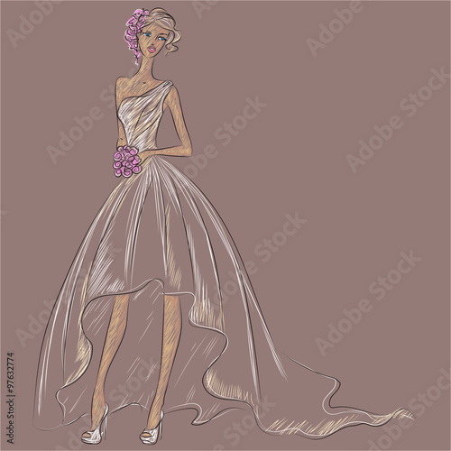 Wedding Day invitation with beautiful fiancee