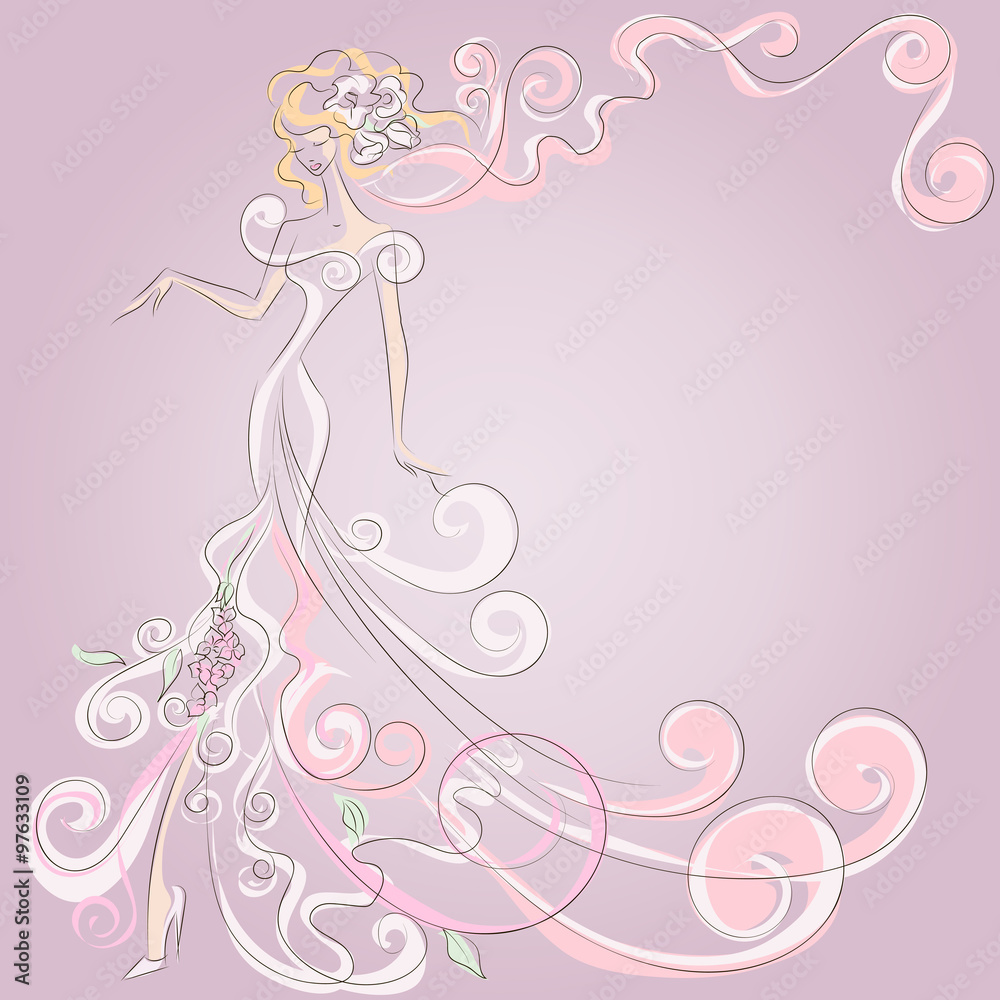 Wedding Day invitation with beautiful fiancee Wedding Day invitation with beautiful fiancee