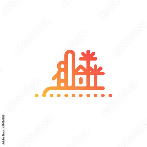 Surfing camp. Surfing school. Summer time. 