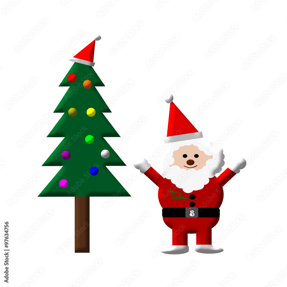 Santa Claus and Christmas tree isolated on white illustration Santa Claus and Christmas tree isolated on white illustration