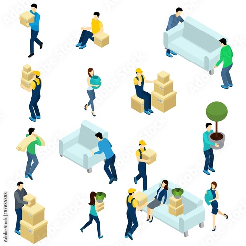 People Relocating Isometric