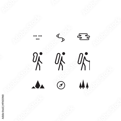 Hike, outdoor activities icons