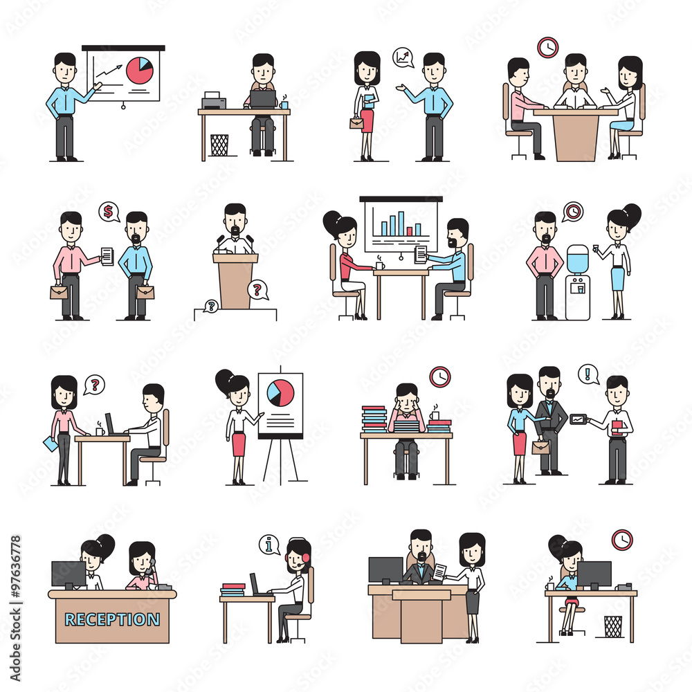 Business People Workplace Icons Set