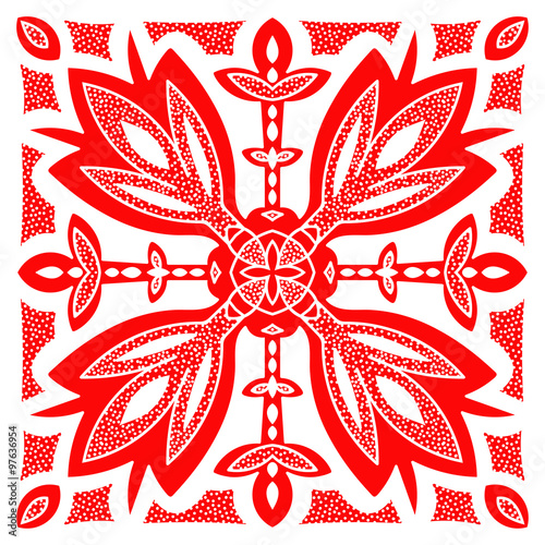 Hand drawing mandala element. Italian majolica style