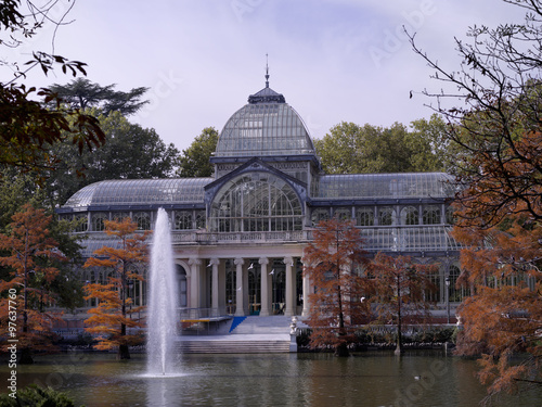 View of Crystal Palace, located in the Retiro Park in Madrid, Spain