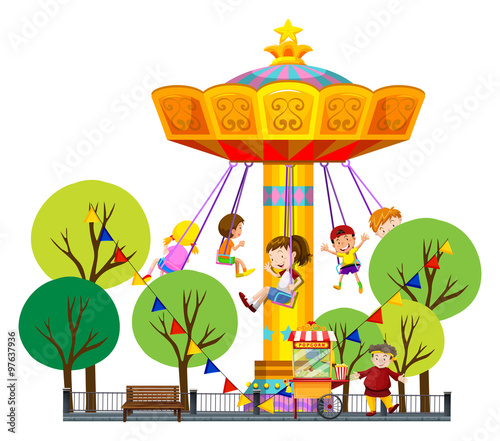 Children riding on giant swing at the park