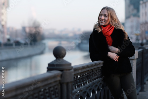 female portrait in cold tones walk city © kichigin19