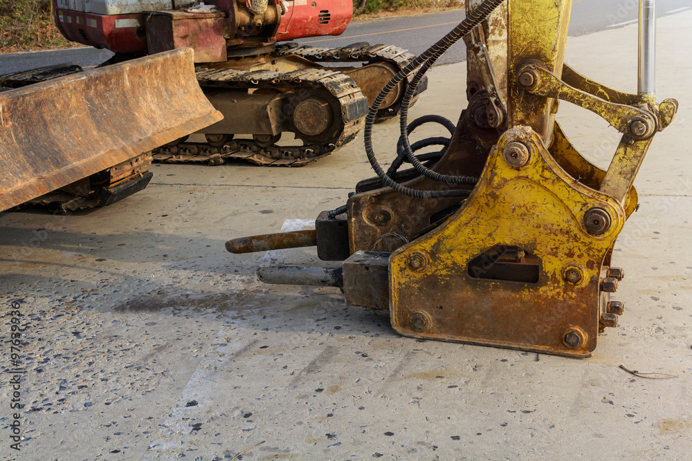 jackhammer and drilling machine on construction site