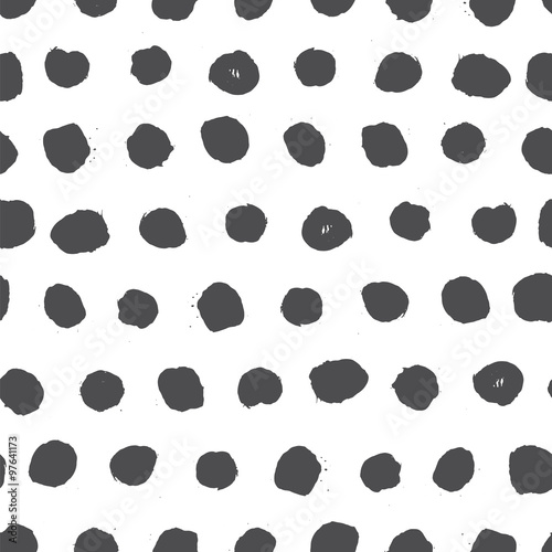 Vector seamless pattern with ink round brush strokes
