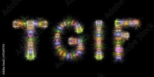 Foto TGIF text word colorful fireworks